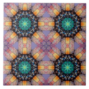 Vibrant Geometric Pattern Bohemian Accent Ceramic Tile