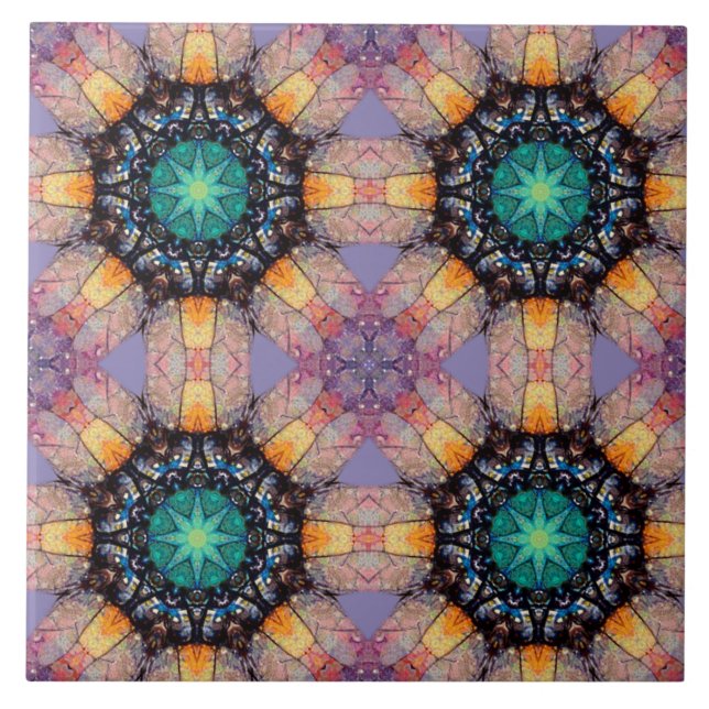 Vibrant Geometric Pattern Bohemian Accent Ceramic Tile (Front)