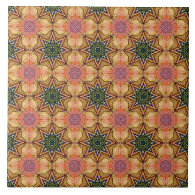 Vibrant Geometric Pattern Bohemian Accent Ceramic Tile (Front)