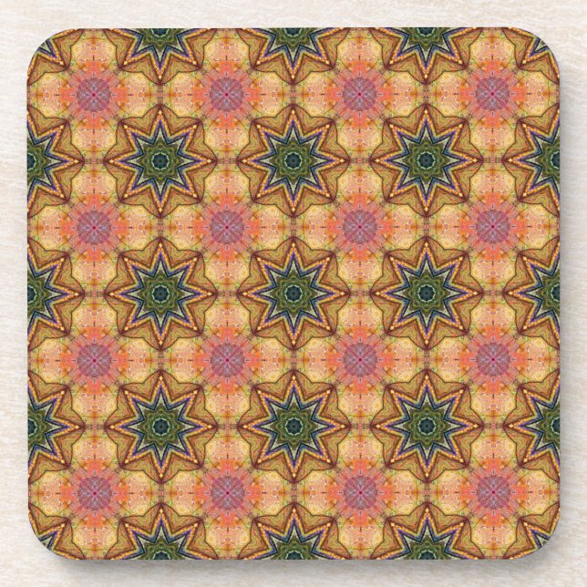 Vibrant Geometric Pattern Bohemian Accent Coaster (Front)