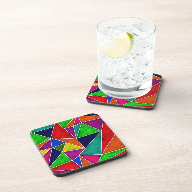 Vibrant geometric pattern coaster (Right Side)