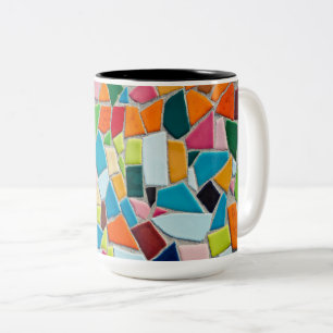 Vibrant Geometric Pattern Colorful Detailed Modern Two-Tone Coffee Mug