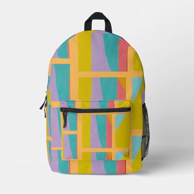 Vibrant  Geometric Pattern colourful  Backpack (Front)