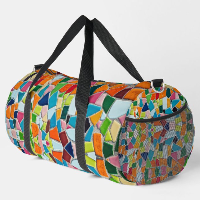 Vibrant Geometric Pattern Colourful Detailed Moder Duffle Bag (Right Corner)