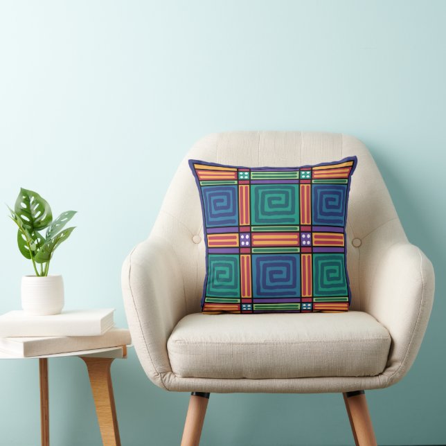 Vibrant Geometric Pattern Cushion (Chair)