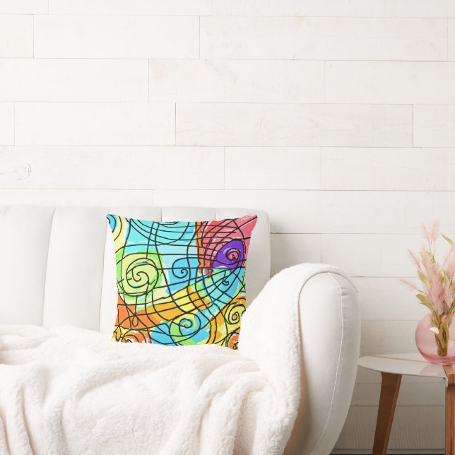 Vibrant Geometric Pattern Cushion (Couch)