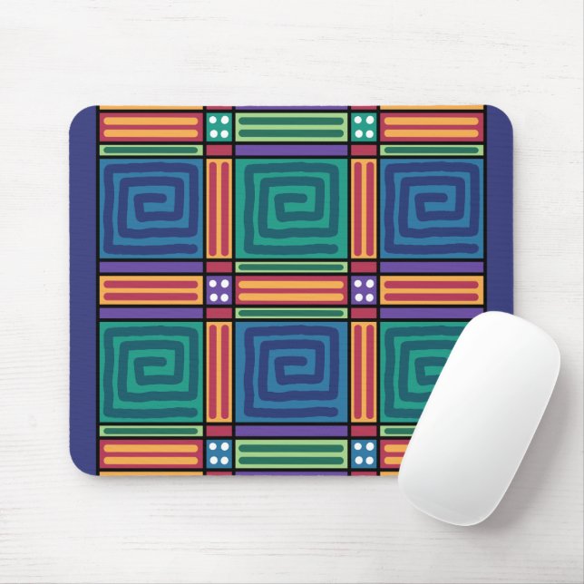 Vibrant Geometric Pattern Mouse Pad (With Mouse)