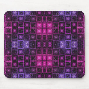 Vibrant Geometric Pattern Neon Purple Pink Cubes Mouse Pad