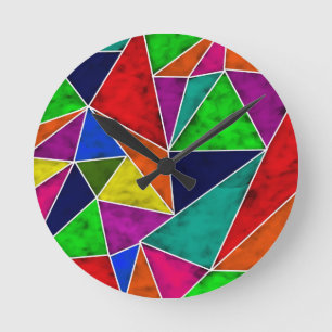 Vibrant geometric pattern round clock