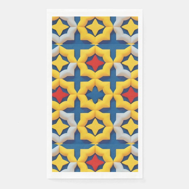 Vibrant Geometric Pattern with Bold Colours Napkin (Front)