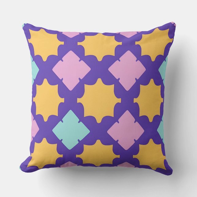 Vibrant Geometric Pattern with Bright Colours Cushion (Front)