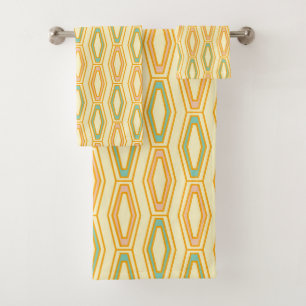 Vibrant geometric pattern with hexagonal shapes bath towel set