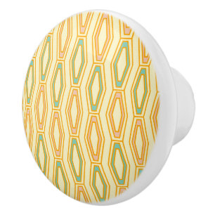 Vibrant geometric pattern with hexagonal shapes ceramic knob