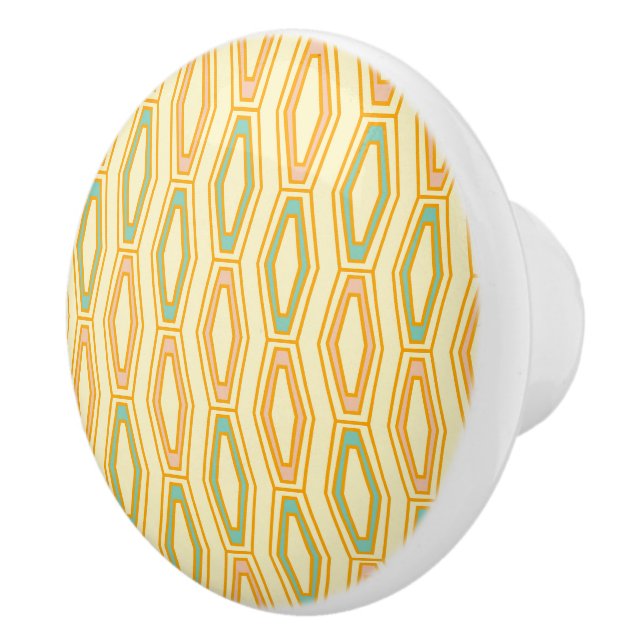 Vibrant geometric pattern with hexagonal shapes  ceramic knob (Right)