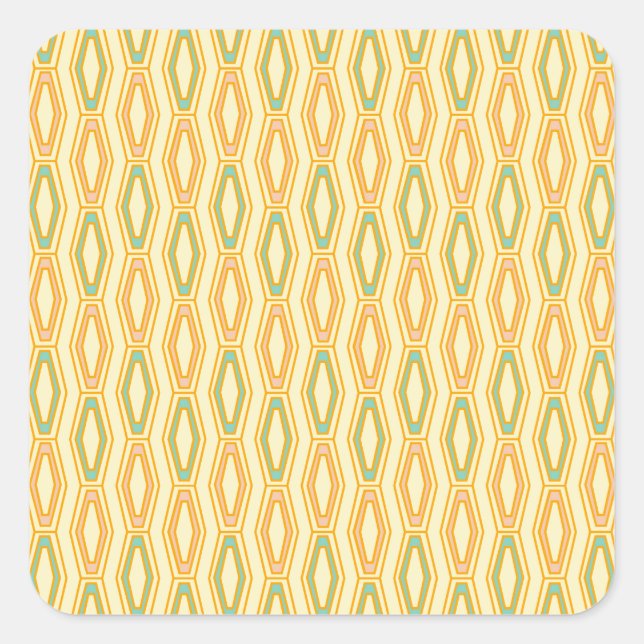 Vibrant geometric pattern with hexagonal shapes  square sticker (Front)