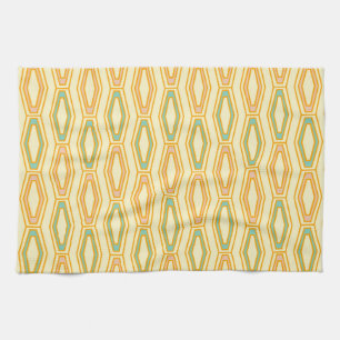 Vibrant geometric pattern with hexagonal shapes tea towel