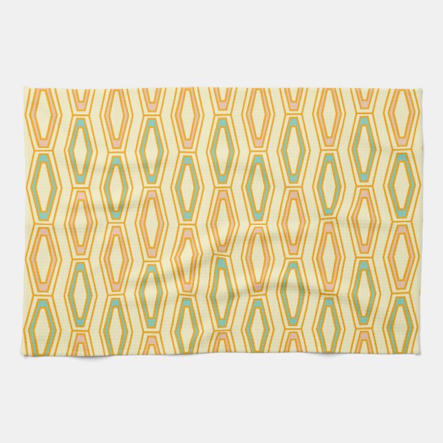 Vibrant geometric pattern with hexagonal shapes  tea towel (Horizontal)