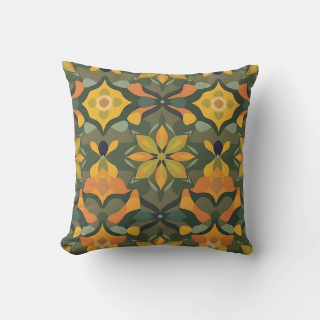 Vibrant Geometric Pillow - Colourful Organic Decor (Front)