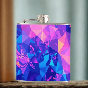 Vibrant Geometric Prism Hip Flask
