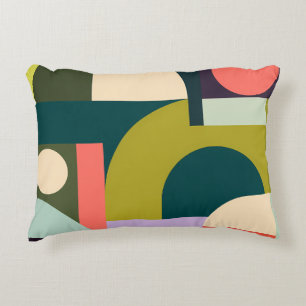 Vibrant Geometric Shapes in Yellow, Black Art Decorative Cushion