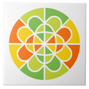Vibrant Geometric Sunburst Abstract Art Ceramic Tile