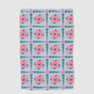 Vibrant Geometric Tile Design Golf Towel