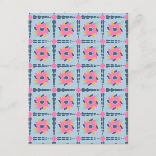 Vibrant Geometric Tile Design Postcard (Front)