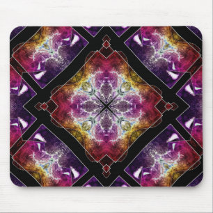 Vibrant Geometric with Purple and Gold Accents Mouse Pad