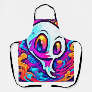 Vibrant Ghost Cartoon Apron