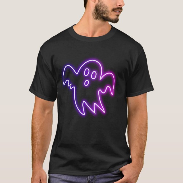 Vibrant Ghost Glow Halloween Graphic T-Shirt (Front)