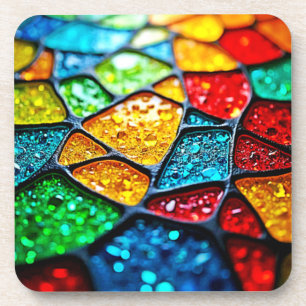 Vibrant Glass Mosaic: Jewel Colors Coaster