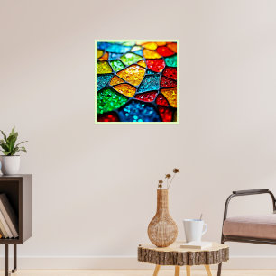 Vibrant Glass Mosaic: Jewel Colors Poster