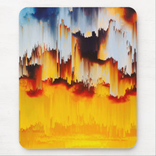 Vibrant Glitch Sunset Sky Mouse Pad