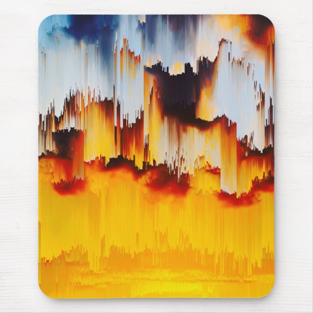 Vibrant Glitch Sunset Sky Mouse Pad (Front)