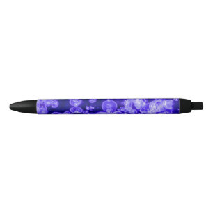 Vibrant Glowing Nautical Jellyfish Swarm Black Ink Pen