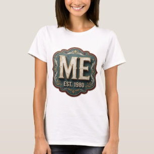 Vibrant Gold ME EST 1980 3D Text Art T-Shirt