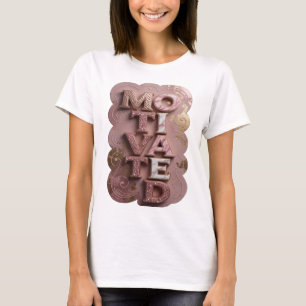 Vibrant Gold MOTIVATED Artistic Motif T-Shirt
