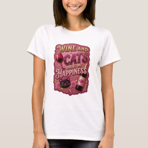 Vibrant Gold WINE AND CATS BRING ME HAPPINESS Tee