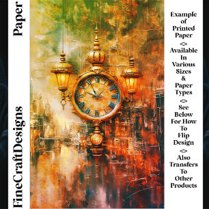Vibrant  Golden Clock & Lanterns CS4 Craft Paper