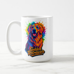 Vibrant Golden Retriever Pop Art – Colourful Neon Coffee Mug