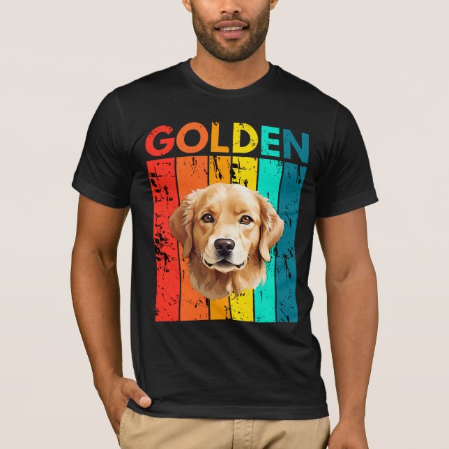 Vibrant Golden Retriever Retro Design T-Shirt (Front)