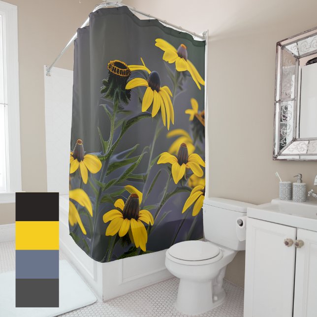 Vibrant golden yellow, black-eye Susan, floral Shower Curtain (Creator Uploaded)