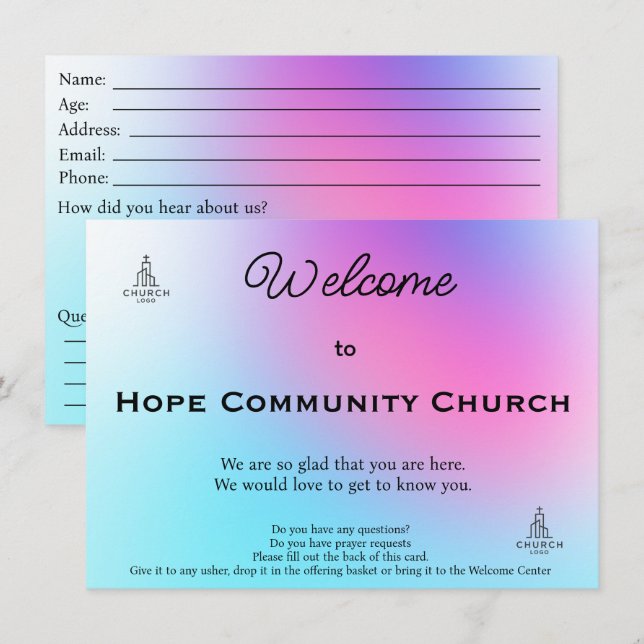 Vibrant Grace Church Welcome Card (Front/Back)