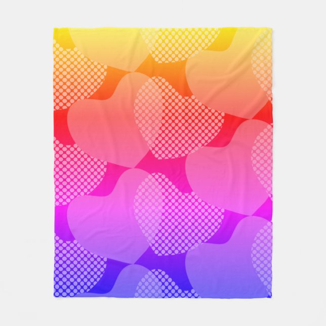 Vibrant Gradient Heart Stylish Rainbow Fleece Blanket (Front)