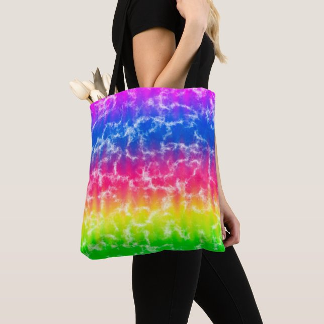Vibrant Gradient Tie Dye Tote Bag (Close Up)