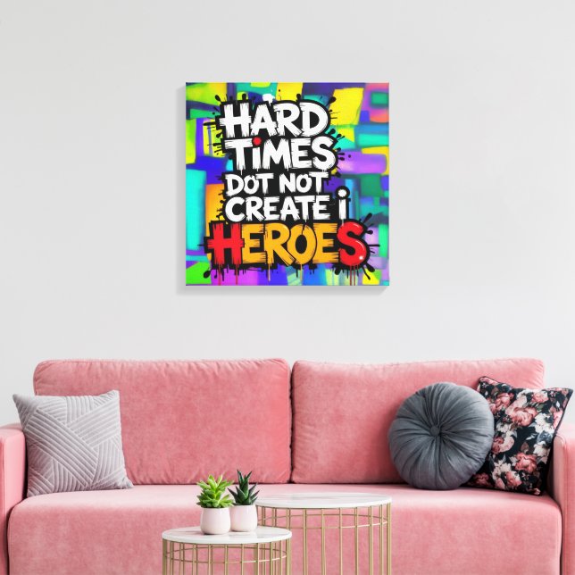 Vibrant Gradient Typographical Create Heroes  Canvas Print (Insitu (LivingRoom))