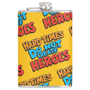 Vibrant Gradient Typographical Create Heroes Hip Flask