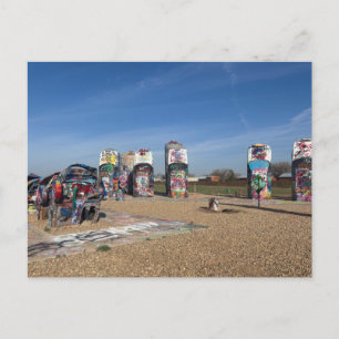 Vibrant Graffiti-Covered Classic Cars  Postcard