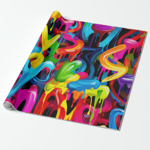 Vibrant Graffiti Drip Wrapping Paper