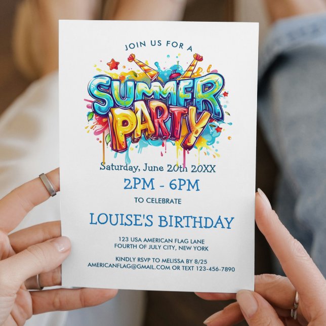 Vibrant graffiti Style Summer Party  Invitation (Creator Uploaded)